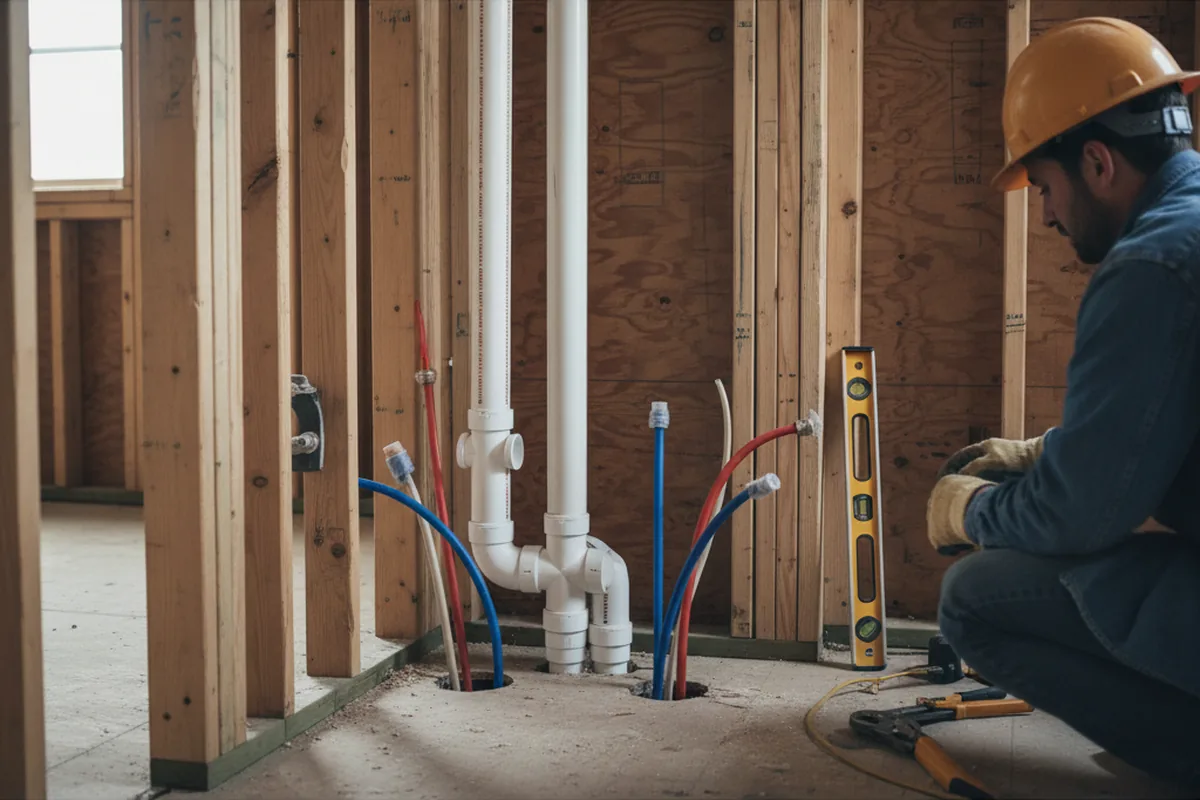 Drain and supply rough-in during Leak Detection in Mineral Springs